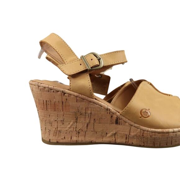 Born Shoes Women 11 Sandal Wedge Leather Ankle Strap Open Toe Agnio Cork Comfort - Picture 2 of 16